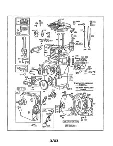 Cylinder Head/Crankcase/Gearcase Diagram and Parts List for 130200-130299 1535-1543 Briggs and Stratton Engine